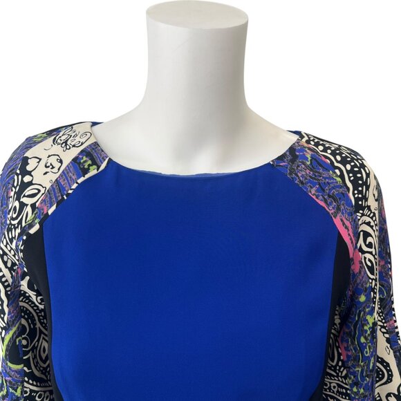 ETRO Blue Multi Geometric Shift Dress size IT 44/8 AS IS - Picture 2 of 13